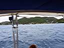 Underway, leaving Fat Hog's Bay