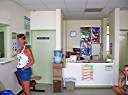 Nancy getting Walker's prescription at the Anegada Clinic