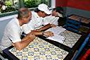 Taste of the Caribbean Competition
Fundraising / Chef's Practice Dinner
Brandywine Bay Restaurant

Coach Mike Morphew watches chefs Davide Pugliese and Scot Weston confer over the Mise en Place blind basket ingredient list.