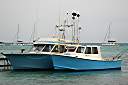 Fishing boats at Neptune's Treasure dock. On the left is Argus III, Mark Soares' longline fishing boat. On the right is Ocean Jem, Foxy's boat.