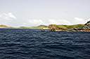 Rounding Markoe Point, Cooper Island. Salt Island in the background.