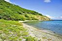 Panorama of west end of Money Bay, Norman Island.