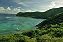 Panorama of west end of Money Bay, Norman Island.