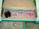 Crocs on the front steps at Hidden Treasure.