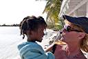 Our niece Trayesha with Nancy at the Dark and Stormy lay day dinghy races at Neptune's Treasure.