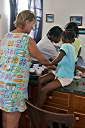 Dyeing Easter eggs with Trayesha, Janesha, and Lakesha.
