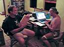 Walker and Davide solving the world's problems at 1:00AM. Rum involved.
