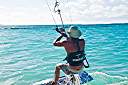 Lucky kiteboarding with Daniel Therrien.