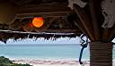 A little bit of island art. Fishing float from the beach becomes palapa light.