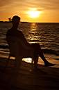 Nancy at sunset on our 24th anniversary. She is about to see her first green flash!