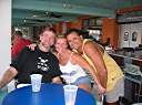 Killing time before the party: Walker, Sharon, and David at Calamaya Bar.