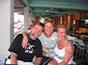 Killing time before the party: Walker, Nancy , and Sharon at Calamaya Bar.