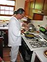 Davide cooks a breakfast omelette