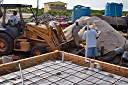 The first load of concrete for the floor.
