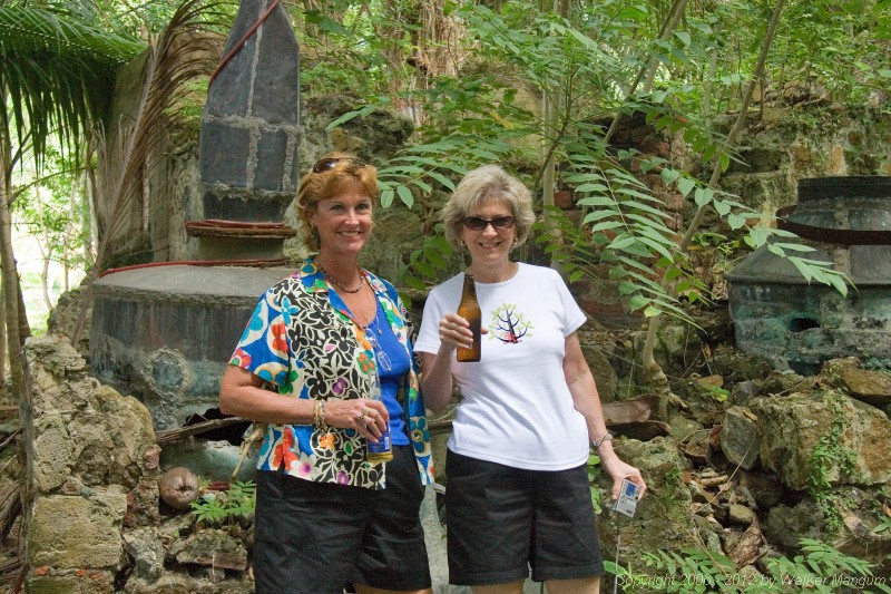Nancy and Linda at ruins of Brewer's Bay distillery.