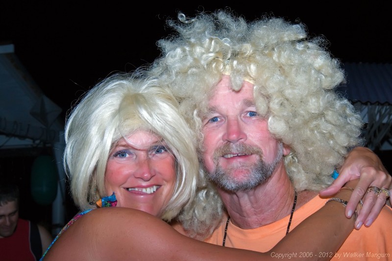 Party at Potter's. We met a group of people earlier at Neptune's that had a bag of wigs. We spent the night partying with them - swapping wigs after every dance.