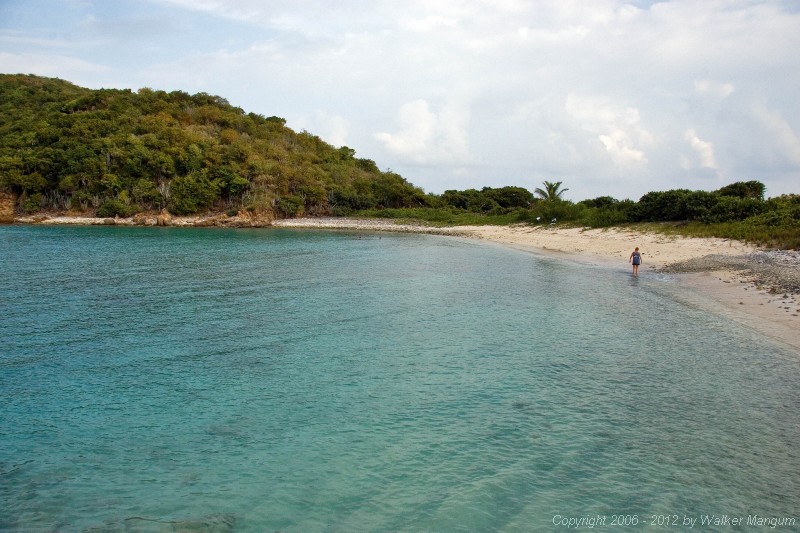 View from Scrub Island isthmus beach.