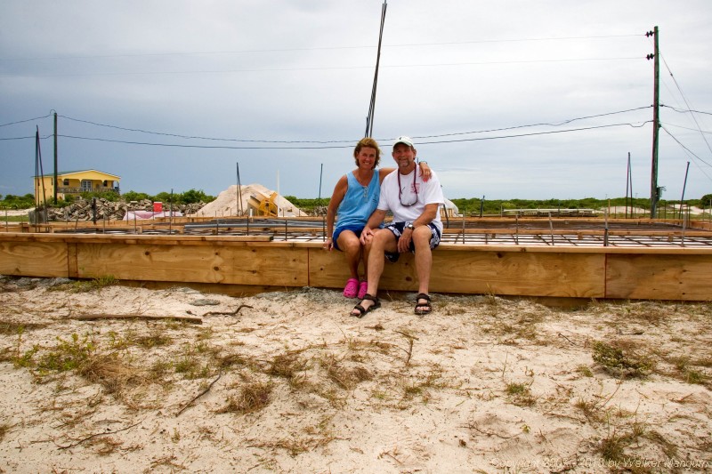 Walker and Nancy on front porch of "Hidden Treasure" - the cottage that we are building at Cow Wreck Beach.