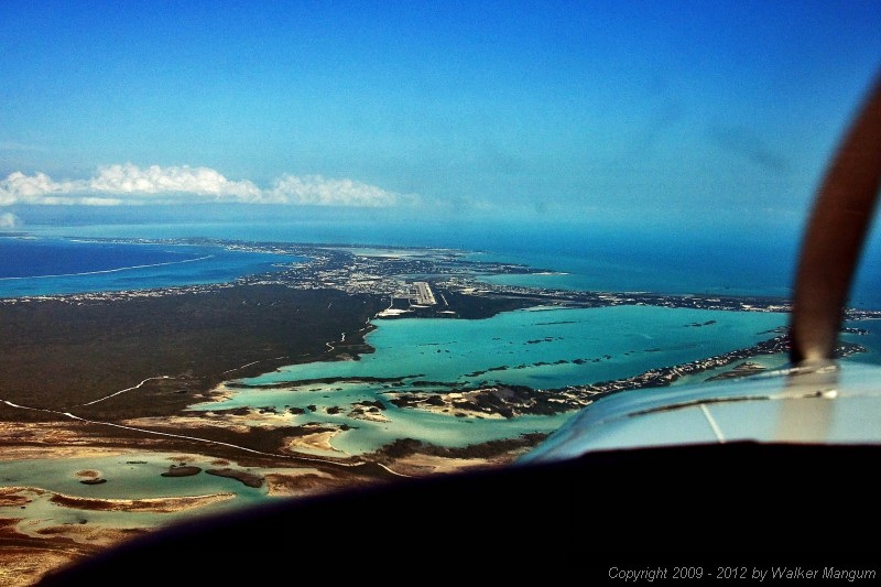 On final for runway 10 at Providenciales (MBPV). We are spending the night on Provo.