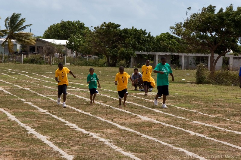 Spring Sports Day at Anegada's Claudia Creque Education Center.
Mike (on right, green shirt) in egg race (lime race!)