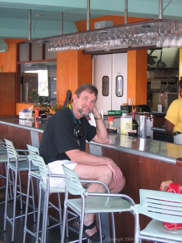 Killing time before the party: Walker at Calamaya Bar.