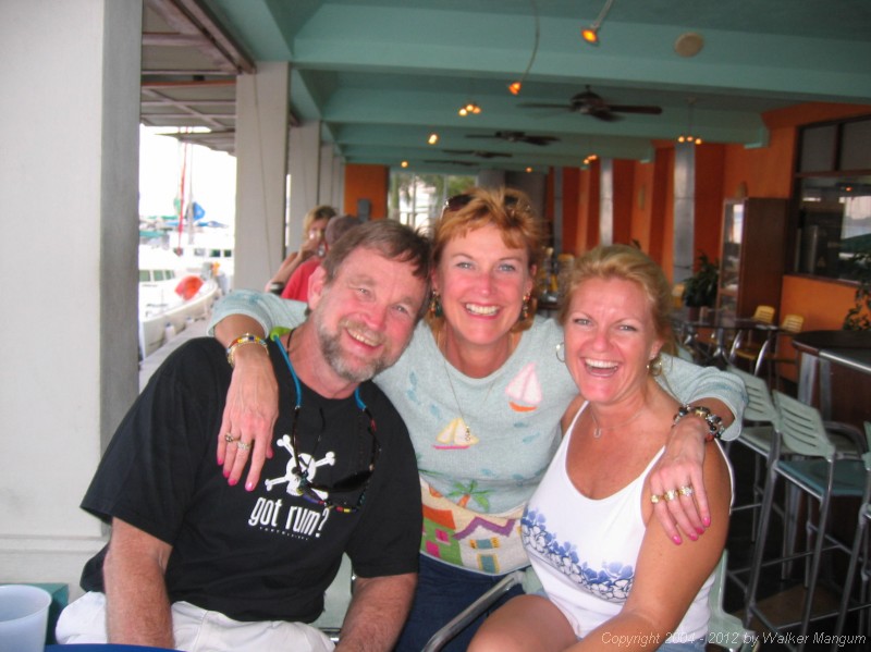 Killing time before the party: Walker, Nancy , and Sharon at Calamaya Bar.